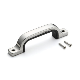 Manche caoutchouc en acier inoxydable V2A (SUS304), 160 mm (6.3″) US-160M. Poignée en caoutchouc en acier inoxydable V2A (SUS304) de haute qualité polie miroir pour navires, bateaux, environnements humides par Sugatsune / LAMP® (Japon)