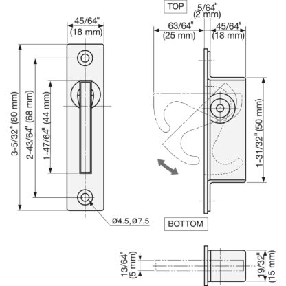 Poignée pliante en acier inoxydable SUS304, 80 mm (3,2″) ST-80. Poignée pliante en acier inoxydable en acier inoxydable V2A, satin mat, pour trappe de visite, porte de visite, porte de maintenance, ouverture de maintenance, environnement humide, bateau, c – Image 5