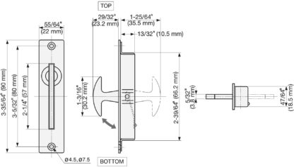 Poignée pliante en acier inoxydable SUS304, 90 mm (3-17/32") ST-90. Poignée pliante en acier inoxydable V2A, satiné mat, pour porte de plafond, trappe d’inspection, environnement humide, bateau, caravane de Sugatsune / LAMP® (Japon) – Image 2