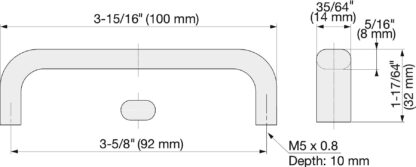 Poignée de porte en acier inoxydable V2A (SUS304), 100 mm (4″) EC-100S. Poignée de porte en acier inoxydable massif de haute qualité en acier inoxydable V2A (SUS304), mat satiné, pour environnements humides, navires, zone alimentaire, zone médicale par Sugatsune / LAMP® (Japon) – Image 2