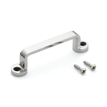Poignée de porte en acier inoxydable V2A (SUS304), 100 mm (4″) FT-100. Poignée de porte en acier inoxydable massif de haute qualité en acier inoxydable V2A (SUS304), poli miroir, pour navires, bateaux, yachts, cuisines en acier inoxydable par Sugatsune / LAMP® (Japon)