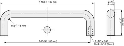 Poignée de porte en acier inoxydable V2A (SUS304), 109 mm (4,3″) H-42-C-2. Poignée de porte en acier inoxydable de haute qualité en acier inoxydable V2A (SUS304), poli miroir, pour environnements humides, navires, zone alimentaire, zone médicale par Sugatsune / LAMP® (Japon) – Image 2