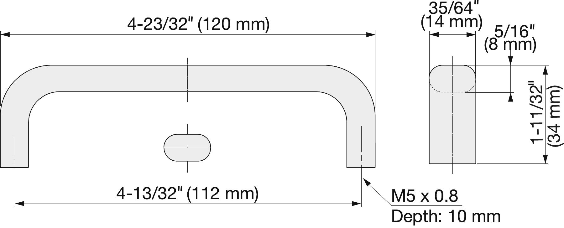 Poignée de porte en acier inoxydable V2A (SUS304), 120 mm (4,8″) EC-120S. Poignée de porte en acier inoxydable massif de haute qualité en acier inoxydable V2A (SUS304), mat satiné, pour environnements humides, navires, zone alimentaire, zone médicale par Sugatsune / LAMP® (Japon) – Image 2