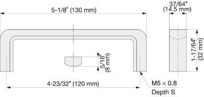 Poignée de porte en acier inoxydable V2A (SUS304), 130 mm (5,2″) FB-130. Poignée de porte en acier inoxydable massif de haute qualité en acier inoxydable V2A (SUS304), poli miroir, pour environnements humides, navires, zone alimentaire, zone médicale par Sugatsune / LAMP® (Japon) – Image 2