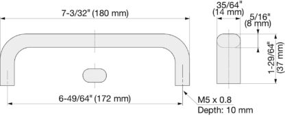 Poignée de porte en acier inoxydable V2A (SUS304), 180 mm (7-2/16″) EC-180M. Poignée de porte en acier inoxydable massif de haute qualité en acier inoxydable V2A (SUS304) pour environnements humides, navires, zone alimentaire, zone médicale par Sugatsune / LAMP® (Japon) – Image 2