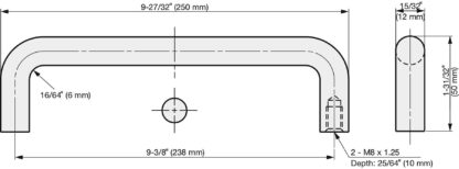 Poignée de porte en acier inoxydable V2A (SUS304), 250 mm (9,9″) H-42-C-6. Poignée de porte en acier inoxydable de haute qualité en acier inoxydable V2A (SUS304), poli miroir, pour environnements humides, navires, zone alimentaire, zone médicale par Sugatsune / LAMP® (Japon) – Image 2