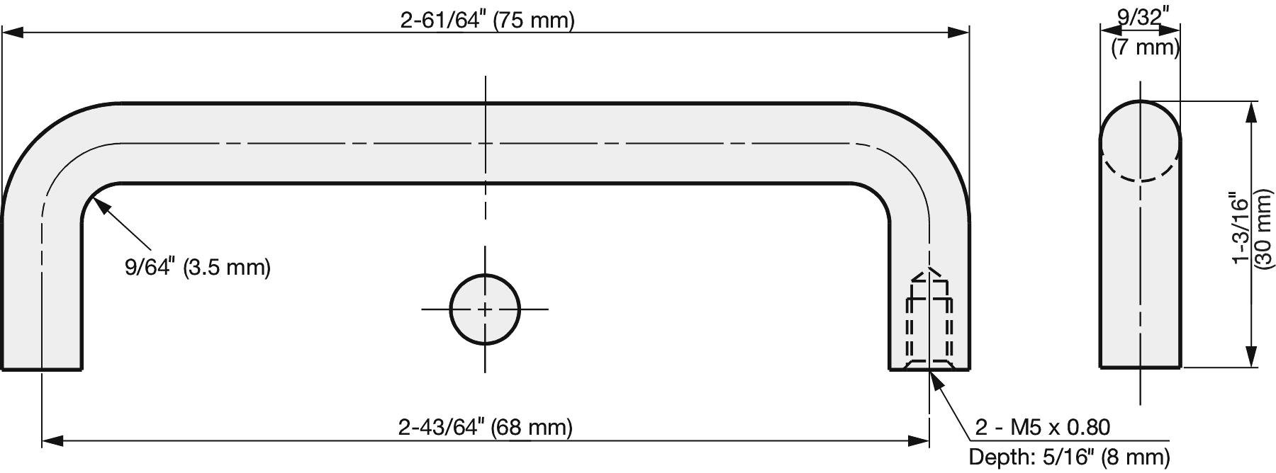 Poignée de porte en acier inoxydable V2A (SUS304), 75 mm (3″) H-42-C-1. Poignée de porte en acier inoxydable de haute qualité en acier inoxydable V2A (SUS304), poli miroir, pour environnements humides, navires, zone alimentaire, zone médicale par Sugatsune / LAMP® (Japon) – Image 2