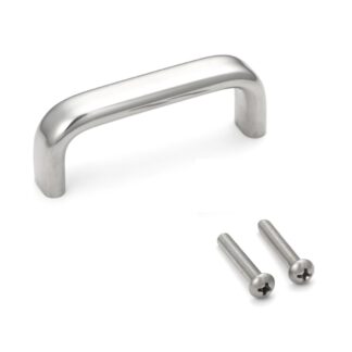 Poignée de porte en acier inoxydable V2A (SUS304), 80 mm (3,2″) EC-80M. Poignée de porte en acier inoxydable massif de haute qualité en acier inoxydable V2A (SUS304) pour environnements humides, navires, zone alimentaire, zone médicale par Sugatsune / LAMP® (Japon)