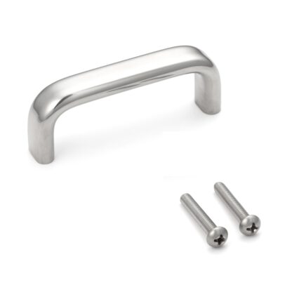 Poignée de porte en acier inoxydable V2A (SUS304), 80 mm (3,2″) EC-80M. Poignée de porte en acier inoxydable massif de haute qualité en acier inoxydable V2A (SUS304) pour environnements humides, navires, zone alimentaire, zone médicale par Sugatsune / LAMP® (Japon)