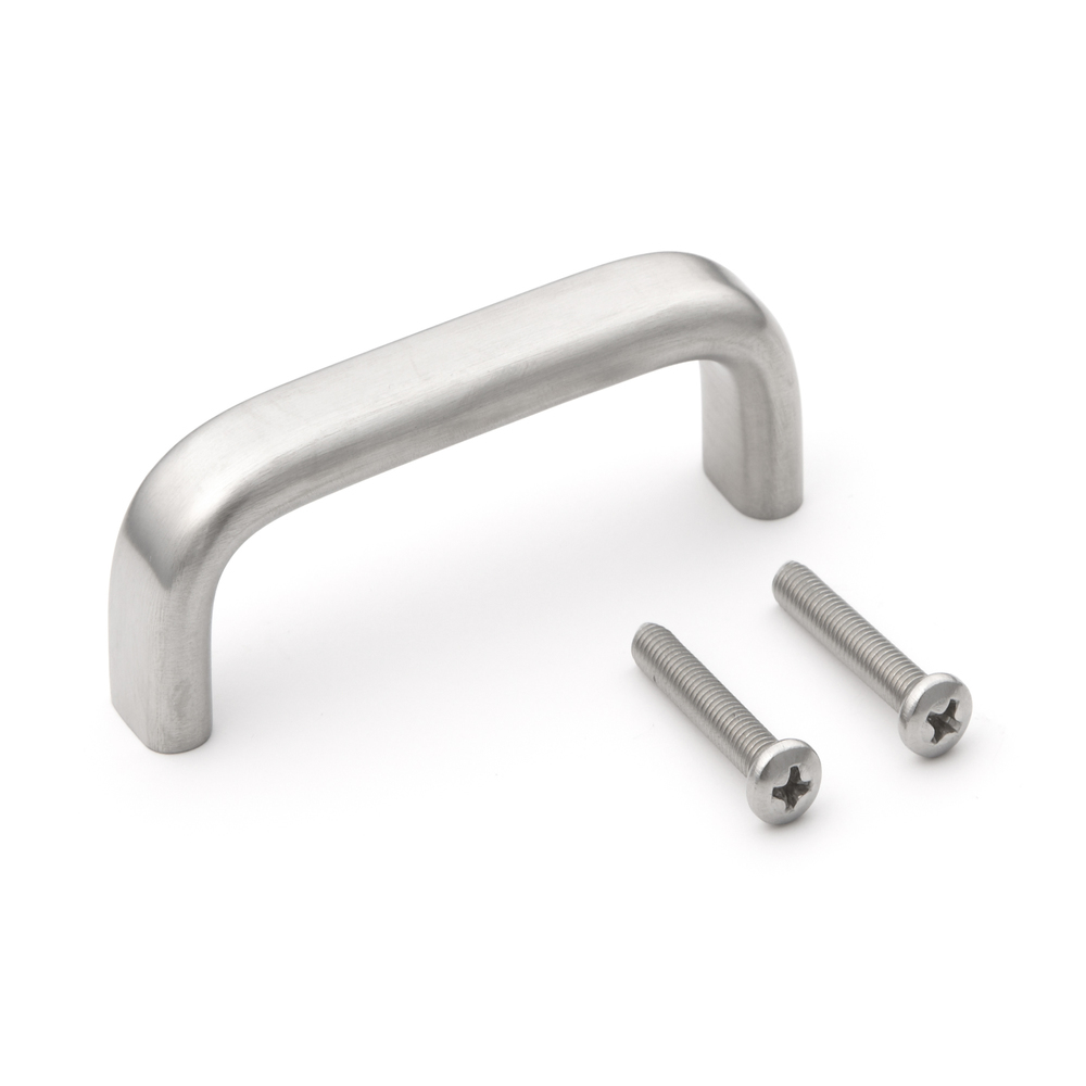 Poignée de porte en acier inoxydable V2A (SUS304), 80 mm (3-3/16″) EC-80S. Poignée de porte en acier inoxydable massif de haute qualité en acier inoxydable V2A (SUS304), mat satiné, pour environnements humides, navires, zone alimentaire, zone médicale par Sugatsune / LAMP® (Japon)