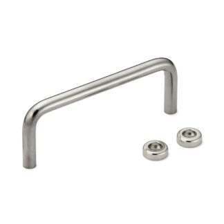 Poignée de porte en acier inoxydable V2A (SUS304) avec rondelle, 108 mm (4,3″) T-100-8S. Poignée de porte en acier inoxydable de haute qualité en acier inoxydable V2A (SUS304), poli miroir, pour environnements humides, navires, domaine médical par Sugatsune / LAMP® (Japon)