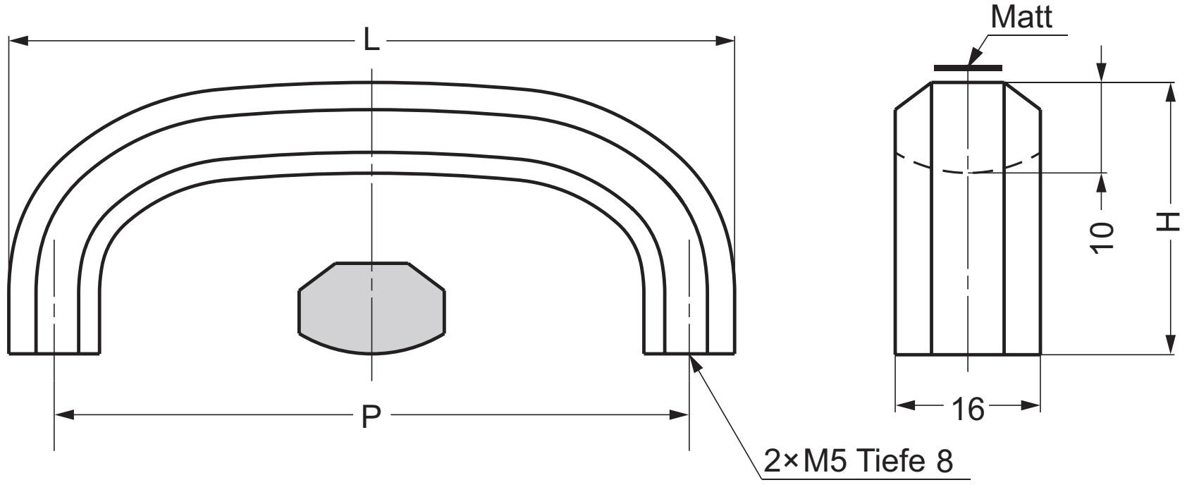 Poignée en acier inoxydable V2A (SUS304), 100 mm (3-15/16") XL-CUR100TT. Poignée en acier inoxydable massif en SUS304 (V2A), mate et polie, pour meubles de salle de bain, environnement humide, navire, caravane, zone médicale, meubles de cuisine, par Sugatsune / LAMP® (Japon) – Image 2
