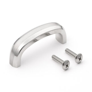 Poignée en acier inoxydable V2A (SUS304), 80 mm (3.2 ») XL-CUR80TT. Poignée en acier inoxydable massif en SUS304 (V2A), mate et polie, pour meubles de salle de bain, environnement humide, navire, caravane, zone médicale, meubles de cuisine, par Sugat