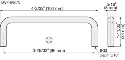 Poignée de meuble en acier inoxydable SUS316, 104 mm (4,1″) SWP-696/S. Poignée en arc, fabriquée à partir du meilleur acier inoxydable V4A (SUS316) sans corrosion pour des installations de haute qualité, ainsi que pour une utilisation en extérieur, dans des environnements humides, rugueux et hautement corrosifs de Sugatsune / LAMP® (Japon) – Image 2