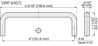 Poignée de meuble en acier inoxydable SUS316, 109,6 mm (4,4″) SWP-640/S. Poignée en arc, fabriquée à partir du meilleur acier inoxydable V4A (SUS316) sans corrosion pour des installations de haute qualité, ainsi que pour une utilisation en extérieur, dans des environnements humides, rugueux et hautement corrosifs de Sugatsune / LAMP® (Japon) – Image 2