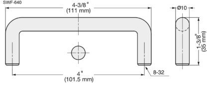 Poignée de meuble en acier inoxydable SUS316, 111 mm (4,4″) SWF-640. Poignée en arc, fabriquée à partir du meilleur acier inoxydable V4A (SUS316) sans corrosion pour des installations de haute qualité, ainsi que pour une utilisation en extérieur, dans des environnements humides, rugueux et hautement corrosifs de Sugatsune / LAMP® (Japon) – Image 2