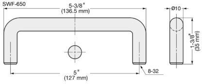 Poignée de meuble en acier inoxydable SUS316, 136 mm (5,4″) SWF-650. Poignée en arc, fabriquée à partir du meilleur acier inoxydable V4A (SUS316) sans corrosion pour des installations de haute qualité, ainsi que pour une utilisation en extérieur, dans des environnements humides, rugueux et hautement corrosifs de Sugatsune / LAMP® (Japon) – Image 2