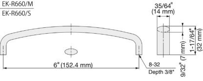 Poignée de meuble en acier inoxydable SUS316, 159,4 mm (6,3″) EK-R660/M et EK-R660/S. Poignée de meuble, fabriquée à partir du meilleur acier inoxydable V4A (SUS316) pour des installations de haute qualité, ainsi que pour une utilisation en extérieur, dans des environnements humides et difficiles de Sugatsune / LAMP® (Japon) – Image 2