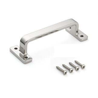 Poignée de meuble en acier inoxydable SUS316, 200 mm (7,9″) FT-200. Poignée solide et stable en acier inoxydable V4A (SUS316) de qualité supérieure pour les installations de haute qualité, les espaces extérieurs, les environnements humides, rugueux et hautement corrosifs de Sugatsune / LAMP® (Japon)