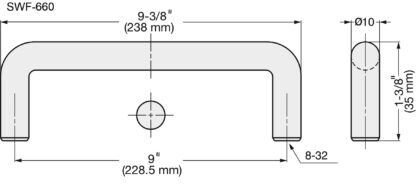 Poignée de meuble en acier inoxydable SUS316, 238 mm (9,4″) SWF-690. Poignée en arc, fabriquée à partir du meilleur acier inoxydable V4A (SUS316) sans corrosion pour des installations de haute qualité, ainsi que pour une utilisation en extérieur, dans des environnements humides, rugueux et hautement corrosifs de Sugatsune / LAMP® (Japon) – Image 2