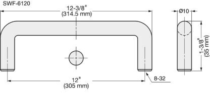 Poignée de meuble en acier inoxydable SUS316, 314,5 mm (12,4″) SWF-6120. Poignée en arc, fabriquée à partir du meilleur acier inoxydable V4A (SUS316) sans corrosion pour des installations de haute qualité, ainsi que pour une utilisation en extérieur, dans des environnements humides, rugueux et hautement corrosifs de Sugatsune / LAMP® (Japon) – Image 2