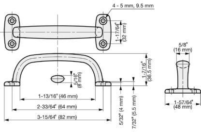 Poignée de meuble en acier inoxydable SUS316, 82 mm (3,3″) 4LC-82. Poignée en acier inoxydable V4A (SUS316) de qualité supérieure, sans corrosion, pour des installations de haute qualité, ainsi que pour une utilisation en extérieur, dans des environnements humides, rugueux et hautement corrosifs de Sugatsune / LAMP® (Japon) – Image 2