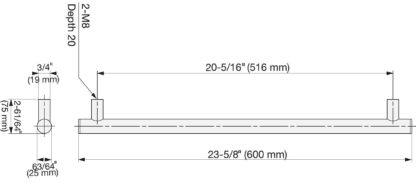 Poignée de porte en acier inoxydable SUS304, 600 mm (23.7 ») SSH-2560. Poignée de porte en acier inoxydable massif en acier inoxydable V2A, satin mat, pour porte de pièce, machine de production, train, bus, véhicule spécial, par Sugatsune / LAMP® (Ja – Image 2