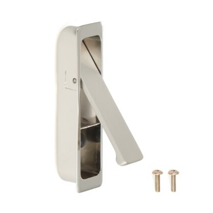 Poignée d’entrée en alliage de zinc, surface : nickelée, satiné mat, 100 mm (4 ») FH-100AK-00. Poignée d’entrée FH-100AK-00 pour mobilier de bureau, mobilier de maison, armoires de cuisine, par Sugatsune / LAMP® (Japon)