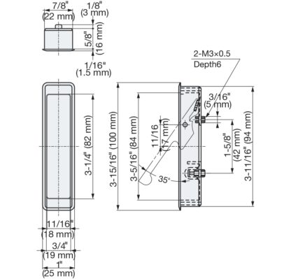 Poignée d’entrée en alliage de zinc, surface : nickelée, satiné mat, 100 mm (4 ») FH-100AK-00. Poignée d’entrée FH-100AK-00 pour mobilier de bureau, mobilier de maison, armoires de cuisine, par Sugatsune / LAMP® (Japon) – Image 3