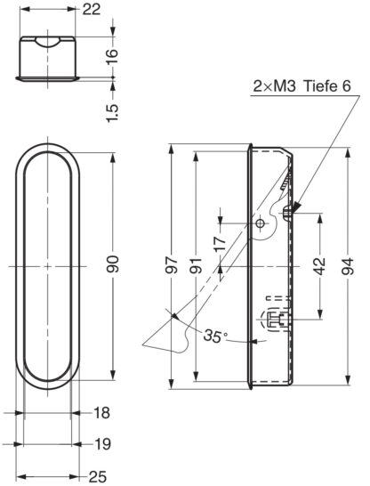 Poignée d’entrée pliante en alliage de zinc, surface : nickelée, satiné mat, 97 mm (3.9 ») FH-100AM-00. Poignée d’entrée FH-100AM-00 pour mobilier de bureau, mobilier de maison, armoires de cuisine, par Sugatsune / LAMP® (Japon) – Image 2