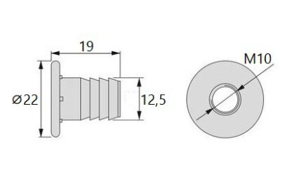 20 pièces d’écrou à sertir de haute qualité avec filetage intérieur M10, en acier, surface : galvanisé, 22 mm (55/64"), 8035305. Manchon d’impact pratique avec collier pour les assemblages de meubles et bien plus encore, par EMUCA – Image 2