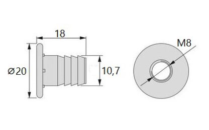 20 pièces d’écrou à emboîtement de haute qualité avec filetage intérieur M8, en acier, surface : galvanisé, 20 mm (25/32"), 8029105. Manchon d’insertion pratique avec collier pour les assemblages de meubles et bien plus encore, d’EMUCA – Image 2