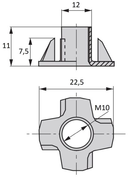 4 écrous à vis filetés M10, en acier robuste, surface : galvanisé, 12 mm (0,5 »), 3006805. Rainure d’enfoncement, pour vis, base de canapé, base d’armoire, roulette de meuble, construction de maison préfabriquée, poignée d’escalade et bien plus encor – Image 2