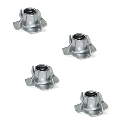 4 écrous à vis avec filetage M6, en acier robuste, surface : galvanisé, 8 mm (0,4 »), 3007005. Rainure d’enfoncement, pour vis, base de canapé, base d’armoire, roulette de meuble, construction de maison préfabriquée, poignée d’escalade et bien plus e