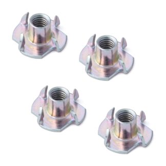 4 pièces d’écrou d’entraînement avec filetage M6, en acier robuste, surface : galvanisé, jaune, 19 mm (0,8 »), SC-124-6. Rainure d’enfoncement, pour vis, base de canapé, base d’armoire, roulette de meuble, construction de maisons préfabriquées et bie