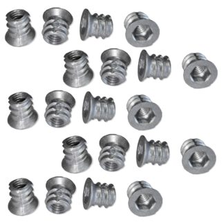 20 douilles à visser de haute qualité avec filetage intérieur M6, tête fraisée avec douille hexagonale et bord de couvercle, en zinc massif moulé sous pression, 10 mm (0,4"), 8028001. Écrou à visser pour meubles, panneaux de bois, panneaux de particules, 