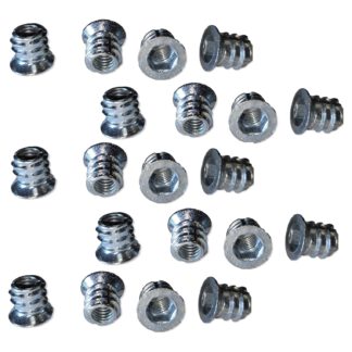 20 pièces de manchon à visser de haute qualité avec filetage intérieur M6, tête fraisée avec douille hexagonale et bord du couvercle, surface : galvanisée, 10 mm (0,4"), 8028005. Écrou à visser pour meubles, panneaux de bois, panneaux de particules, table