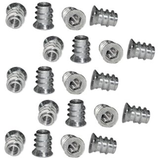 20 pièces de manchon à visser de haute qualité avec filetage intérieur M6, tête fraisée avec douille hexagonale et bord de couvercle, surface : galvanisée, 13 mm (0,6"), 8008005. Écrou à visser pour meubles, panneaux de bois, panneaux de particules, table