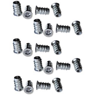 20 douilles à visser de haute qualité avec filetage intérieur M6, tête fraisée avec douille hexagonale et bord de couvercle, surface : galvanisée, 17 mm (0,7"), 8007705. Écrou à visser pour meubles, panneaux de bois, panneaux de particules, tables et bien