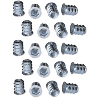 20 douilles à visser de haute qualité avec filetage intérieur M8, tête fraisée avec douille hexagonale et bord de couvercle, surface : galvanisée, 15 mm (0,6"), 8007605. Écrou à visser pour meubles, panneaux de bois, panneaux de particules, tables et bien