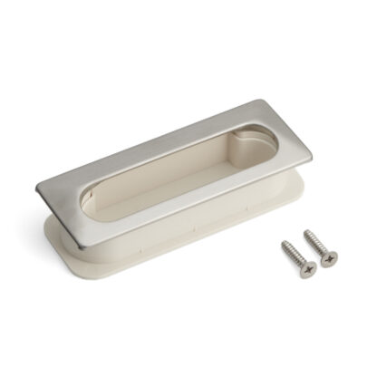 Coque de poignée de ventilation unique V2A (SUS304), ivoire, 105 mm (4-1/8") UTA-105IV. Coque de poignée de ventilation en acier inoxydable V2A (SUS304), mat satiné, pour tiroirs, armoires, environnements humides, livrée par Sugatsune / LAMP® (Japon)