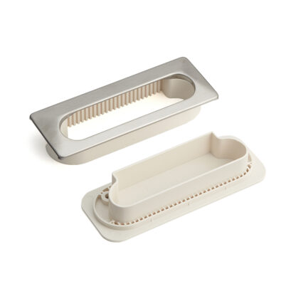 Coque de poignée de ventilation unique V2A (SUS304), ivoire, 105 mm (4-1/8") UTA-105IV. Coque de poignée de ventilation en acier inoxydable V2A (SUS304), mat satiné, pour tiroirs, armoires, environnements humides, livrée par Sugatsune / LAMP® (Japon) – Image 9