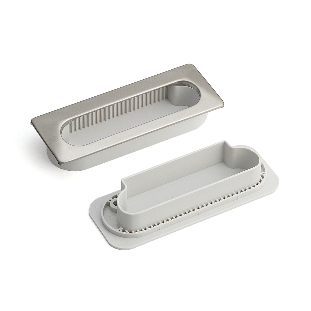 Coque Unique Ventilation Grip V2A (SUS304), Gris, 105mm (4-1/8) UTA-105GR. Coque de poignée de ventilation en acier inoxydable V2A (SUS304), mat satiné, pour tiroirs, armoires, environnements humides, livrée par Sugatsune / LAMP® (Japon) – Image 7