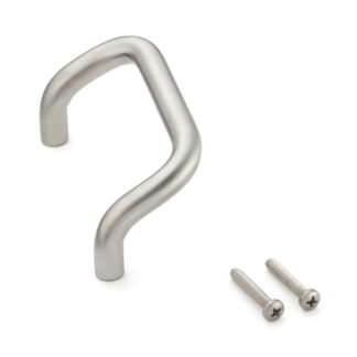 Poignée de porte ergonomique en acier inoxydable V2A (SUS304), 108 mm (4,3″) LF-12-96. Poignée de porte en acier inoxydable de haute qualité en acier inoxydable V2A (SUS304), mat satiné, pour environnements humides, navires, construction mécanique par Sugatsune / LAMP® (Japon)