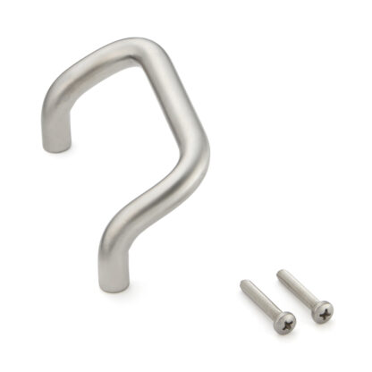 Poignée de porte ergonomique en acier inoxydable V2A (SUS304), 108 mm (4,3″) LF-12-96. Poignée de porte en acier inoxydable de haute qualité en acier inoxydable V2A (SUS304), mat satiné, pour environnements humides, navires, construction mécanique par Sugatsune / LAMP® (Japon)