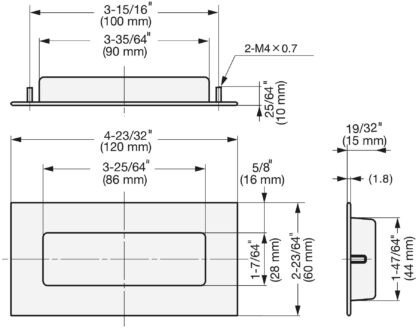 Poignée exclusive en acier inoxydable SUS304, 120 mm (4-23/32") HH-AS2. Coque de poignée en acier inoxydable en acier inoxydable V2A, satiné mat, pour tiroirs, placards, environnements humides, navires, machines, appareils de Sugatsune / LAMP® (Japon) – Image 2