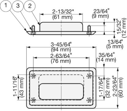 Poignée exclusive en acier inoxydable SUS304, 94 mm (3-11/16") HH-FB-3. Coque de poignée en acier inoxydable en acier inoxydable V2A, satiné mat, pour tiroirs, armoires, environnements humides, bateaux, machines, appareils de Sugatsune / LAMP® (Japon) – Image 2