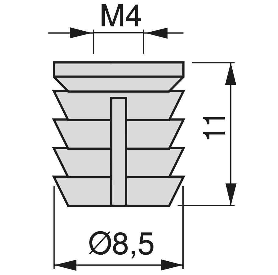 20 pièces d’insert fileté de haute qualité avec filetage intérieur M4, en nylon (PA), 11 mm (7/16"), 9047420. Manchon pratique pour les pièces en bois, les raccords de meubles, les boîtiers électroniques et bien plus encore, d’EMUCA – Image 2