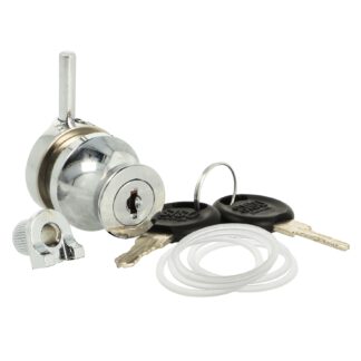 Serrure de porte en verre Zamak avec fonction poignée, 29 mm (1.2 ») 14.09.125. Serrure de porte en verre massif en zamak, également adaptée comme poignée de porte en verre, chromée, pour vitrine, armoire en verre, porte en verre, par SISO Danemark