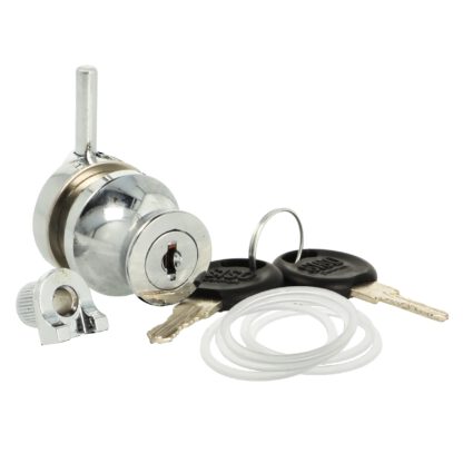 Serrure de porte en verre Zamak avec fonction poignée, 29 mm (1.2 ») 14.09.125. Serrure de porte en verre massif en zamak, également adaptée comme poignée de porte en verre, chromée, pour vitrine, armoire en verre, porte en verre, par SISO Danemark